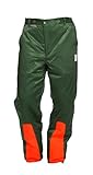 WOODSafe Schnittschutzhose Klasse 1, Forsthose, kwf-geprüft, Bundhose grün/orange mit Hosenträgern, Herren - Waldarbeiterhose mit Schnittschutz Form A