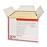 DE Healthcare Products – 500 Stück Mundspatel (14 cm x 1,6 cm), unsteril, Holzspatel für Kinder, vielseitig verwendbar, Holz, braun