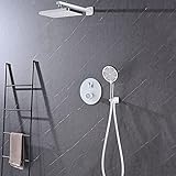 TATITZRO Concea Duscharmatur Set mit Duschkopf und Schlauch und Halter, Duschthermostat mit Regenduschkopf