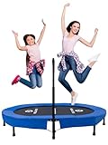 Welmotive Faltbares ovales Trampolin, 92 × 142 cm, leiser Indoor-Fitness-Rebounder mit 40 Federn, verstellbarer Lenker, unterstützt bis zu 150 kg, Mini-Trampolin für Kinder und Erwachsene, Zuhause