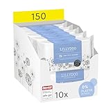 LILLYDOO Baby Feuchttücher mit 99% Wasser, 150 Stück (10 x 15), 100% plastikfreies Tuch, ohne Parfüme & mild wie Watte und Wasser