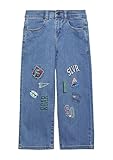 Jeans Baggy/Relaxed Fit/Mid Rise/Wide Leg/mit Stickerei und Print blau 140/REG