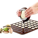 Macarons Backmatte - 30 Löcher Antihaftend Makronen Platte Macarons Silikonmatte Makronen Backblech Silikon Macarons Form Mit Dekorationsstift Und 5 Düsen BPA Frei Makronenformen Für Kuchen, Dessert