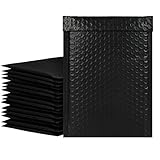 LuckIn 50 Stück Luftpolster-Versandtaschen 15,2 x 25,4 cm, selbstklebender Poly-gepolsterter Umschlag, wasserdichte Versandtaschen für kleine Unternehmen, schwarz
