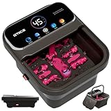 Qtiice Zusammenklappbare Fußbad mit Digitaldisplay und Farbbildschirm, Temperaturregelung, Timer und 6 Massagerollen. Pediküre Fussbad mit Heizfunktion und Blubberfunktion zur Entspannung Ihrer Füße