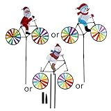 Bestvisse 3D großer Schneemann Weihnachtsmann auf Fahrrad Windmühle Spinner Hof Garten