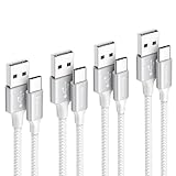 Baiwwa USB A auf USB C Ladekabel 0.3M+ 1M +1.5M +3 M, 4Stück USB Typ C Kabel für Samsung Galaxy S24 S23 Plus, PS5 Controller, Switch, Tablett -Weiß