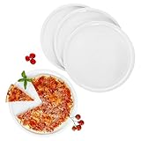 MamboCat 4er Set Bianco Pizzateller XXL I Ø 33,5 cm I für 4 Personen I weiße große Pizzateller aus Porzellan I XXL-Speiseteller, Servierplatte