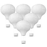 6x Heißluftballon Papierlampion Lampions Deko Ballon Lampenschirm Papier Dekoration Set Weiß für Hochzeit Feier Geburtstag Party Einschulungsparty Mottoparty Baby-Shower-Party