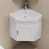 Eckwaschbecken, dreieckig, wandhängend, Keramik, mit Stauraum, 430 x 430 mm, für Badezimmer und WC