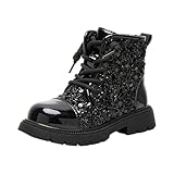 DHYUEN Stiefel Kinder Mode Pailletten Stiefeletten Winterstiefel Mit Seitlichem Reißverschluss Weich Schnürstiefel Knöchelstiefel Casual Bequem Boots Gummistiefel Klassische Winterschuhe