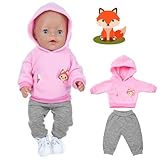 Kleidung Outfits für Baby Puppen, Herbst Puppenkleidung 36-45cm, Puppen Kleidung, Puppenkleidung mit Kapuzensweatshirt und Hose, Animal Element Puppenkleidungsset Geschenk für Kinder, Mädchen Jungen