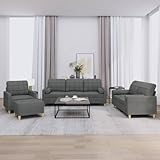 SECOLI Sofa Set 3 2 1 Wohnzimmer Sofa garnituren 3-2-1 Wohnzimmer Set Couch Lounge Couch Sofa Couch für Wohnzimmer-4-tlg-Dunkelgrau-Stoff