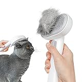 aumuca Katzenbürste mit Auslöseknopf, Katzenbürste Langhaar und Kurzhaar, Universal Haustier Bürste, Katzenhaarbürste zum Entfernen von Losem Fell und Massage, Weiß