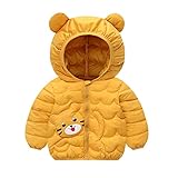 Winter-Daunenmantel für Kleinkinder, Kinder, Babys, Jungen, Mädchen, niedliche Ohren, Mäntel mit Kapuze, leichte Jacke, Oberbekleidung, Jungenbekleidung, gelb, 3-4 Years