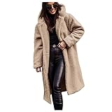 Ansenesna Teddyjacke Damen Lang Mit Kapuze Winterjacke Damen Teddyfleece Warm Gefüttert Lange Wintermantel Frauen Elegant Flauschig Teddy Fleecejacke Winter Teddyfutter Plüsch Damen-Jacken