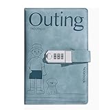 LuysmengEU A5-Tagebuch-Notizbuch mit Schloss, Lesezeichen-Notizbuch mit Passwort, wasserdichter Einband, gefüttertes PU-Leder-Tagebuch mit Schloss for Büro, Schultagebuch(Blue)