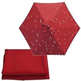 Premium Baldachin-Ersatz für Sonnenschirm-Abdeckung, passend für Standard-Freischwinger und Balkonmodelle – 200 cm/270 cm/300 cm – 6/8 Arme – Rot – 8 Rippen Design