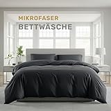 Lavea® Bettwäsche Set 200x220 (1X) + 80x80 (2X) Anthrazit aus Mikrofaser - Ultraweich, Atmungsaktiv & Hypoallergen, ÖKO-TEX Bettwäsche Set mit Qualitätsreißverschluss