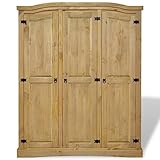 KOIECETA Kiefer Kleiderschrank Mexiko-Stil Corona Garderobenschrank Schlafzimmerschrank Dielenschrank Holzschrank Schrank (Braun, 3 Türen)