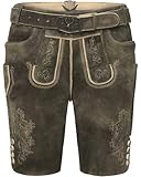 Luis Steindl Kurze Lederhose mit Gürtel Oliv 58