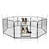 MaxxPet Hundeauslauf, Gehege für Hunde, Welpen & andere Haustiere, Welpenauslauf mit 8 Zwingerelementen, Faltbarer Hundeauslauf aus hochwertigem Stahl, verstellbares Außengehege, 80 x 60cm - Ø210cm
