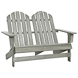 CFODOJ Outdoor-Sitz, Outdoor-Stühle, 2-Sitzer, Garten, Adirondack-Stuhl, massives Tannenholz, Grau