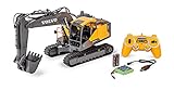 Carson 500907339 Raupenbagger Volvo 1:16 - Ferngesteuertes Baufahrzeug für Kinder ab 8 Jahren, RC Bagger mit Funktionen, inkl. Batterien und Fernsteuerung, Gelb