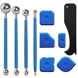 10 Stück Werkzeug Schaber Kit Fugenglätter Set,4 Metallkugel Abzieher,6 Silikon Fugenglätter,Silikonentferner Werkzeug für Badezimmer,Küchenfliesen (Blau)