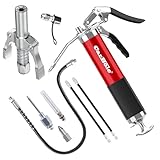 CarBole Fettpresse 8000PSI mit Coupler und 3 flexible Schläuche und Verlängerungsrohr aus Metall,Mit sechs Düsentypen und geeignet für verschiedene Szenarien,Kompatibel mit 400cc Tintenpatrone
