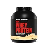Body Attack 100% Whey Protein Vanilla, 2 kg - Made in Germany - extra cremiges Eiweißpulver mit Hydrolysat und BCAA´s, unterstützt Muskelaufbau und Diäten, für alle Sportler & Athleten