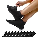 FALARY Sportsocken Damen 35-38 Schwarz Baumwolle 10 Paar Sneaker Socken Damen 35-38 Halbsocken Kurzsocken Laufsocken Quarter Running Sport Socken