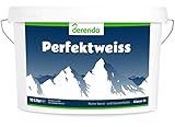 derendo Perfektweiss, wandfarbe 10l weiß mit hoher Deckkraft universelle Wandfarbe weißmatt, für Innenwände und Decken geeignet tropfarm streichen, Dispersionsfarbe weiß 10 Liter