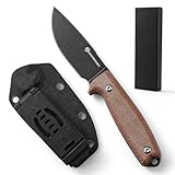 DRACHENADER Gürtelmesser 14C28N Edelstahl EDC Jagdmesser 8,2 cm Klinge Zweihandmesser 42a konform, legales feststehendes Messer zum Führen in Deutschland, Micarta Griff, inkl. kydex scheide