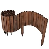 5 x Aquagart Holz Rollzaun Dunkelbraun 10x200 cm Beeteinfassung für Beet-& Rasenabgrenzungen I Flexible Beetumrandung für Wege Rollboarder
