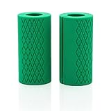 Wilsonzin 2 Stk Hantelgriffe Silikon Langhantelgriffe Gewichtheben Hantel Griff,Bizeps Armtraining Hantel Grip für Bodybuilding, Fitness, Griffkrafttraining, Silikon Grips, Grün