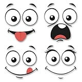 Mülltonnen Aufkleber-Set Gesichter in 21 x 24,4 cm - selbstklebend Witterungsbeständig lustige Sticker für Mülleimer Hausmüll Biomüll Papiermüll - kfz739