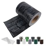 Sunnylaxx PVC Sichtschutzstreifen 35m x 19cm, 450g/m² inkl. 20 Clips, Graue Ziegel Zaun Sichtschutz, Gartenzaun, Stabmattenzaun, Zaunfolie, Doppelstabmatten Zaun