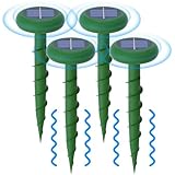 Maulwurf Vertreiber Solar 4 Stück, Ultraschall Maulwurfschreck, mit 3 Abschreckungsmodi, Geeignet zur Vertreibung von Maulwürfen und Anderen Nagetieren in Gärten Rasen (Rund)