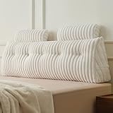 Z-hom Bücherkissen, Keilkissen, Lesekissen Für Bett Und Sofa, Cozy Rückenkissen, Praktisches Seitenfach, Removable Cover, Mit Rundem Kopfkissen (Langflorversion, 150 * 50 * 20cm)