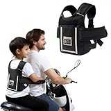 Zuxbolf Kinder Motorrad Sicherheitsgurt Einstellbarer Motorradgürtel mit Tasche Kindergurt Fallschutz Gürtel Motorrad Gurtzeug mit Reflektierenden Streifen für Kinder Zwischen 2 und 15 Jahren