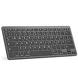 Emetok deutsche Bluetooth Tastatur für Tablet, Ultra-dünn QWERTZ Tastatur kompatible mit Tablet, Stabile Verbindung,Schwarz