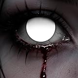 Weiß Kontaktlinsen Halloween 2 Stück (1 Paar), Ohne Stärke Kontaktlinsen Farbig mit Kontaktlinsenbehälter, Vampir Kontaktlinsen, Kontaktlinsen Weiß für Halloween Kostüm als Karneval, Cosplay, Devil