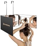 JUSRON 360 Grad Spiegel mit Licht, Klappspiegel 3 Teilig Haare Selbst Schneiden, Höhenverstellbarer&Wiederaufladbarer Kosmetikspiegel Rasierspiegel Friseurspiegel für Makeup Rasieren Frisieren