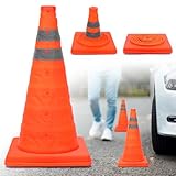 TAOPE Faltkegel Warnkegel, 45cm Reflektierender Verkehrskegel, Orange Verkehrsleitkegel Pylone Faltbar, Faltbar Warnkegel Sicherheitskegel Leitkegel für Straße Sicherheit (1) (1 Stück - Orange)