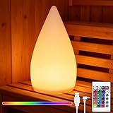 NICEWAT Kabellos Sauna Lampe, Saunalampe Dimmbar mit 16 RGB Farben & 4 Modi, Saunaleuchte Led Farbwechsel mit Fernbedienung, Outdoor Tischleuchte Wiederaufladbare für Restaurant Bar Garten, 20 * 11cm
