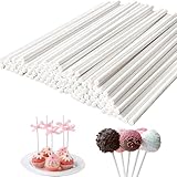 Comforty 100 Stücke Cake Pop Stiele Weiss, 150mm 3.5mm Lolli Stiele aus Papier für Cake Pop Ständer umweltschonende