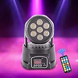 7X10W Mini Moving Head, LED Moving Head Bühnenlicht, Multi-Effekt-Party-Licht, 5 Steuerungsmodus DJ Disco Licht mit Fernbedienung Strobe Beleuchtung Effekt für Party Disco Ballsaal Stab Stadium Club