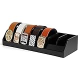 B4Life Gürtel Aufbewahrung, 7 Fächer Gürtelhalter für Herren, Bambus-Gürtel-Display-Rack für Schrank und Schublade, Gürtel-Vitrine, Gürtel-Belt Organizer für Wand-Gürtel-Kleiderbügel (Schwarz)