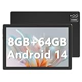 Tablet 10 Zoll Android 14 Tablets, 8 GB RAM + 64 GB ROM (erweitern auf 1 TB), Quad Core Prozessor Tablets, 5G WiFi 6, BT5.0, 1280 x 800 IPS Touchscreen, 6000 mAh Akku, 8 MP Dual-Kamera, GMS